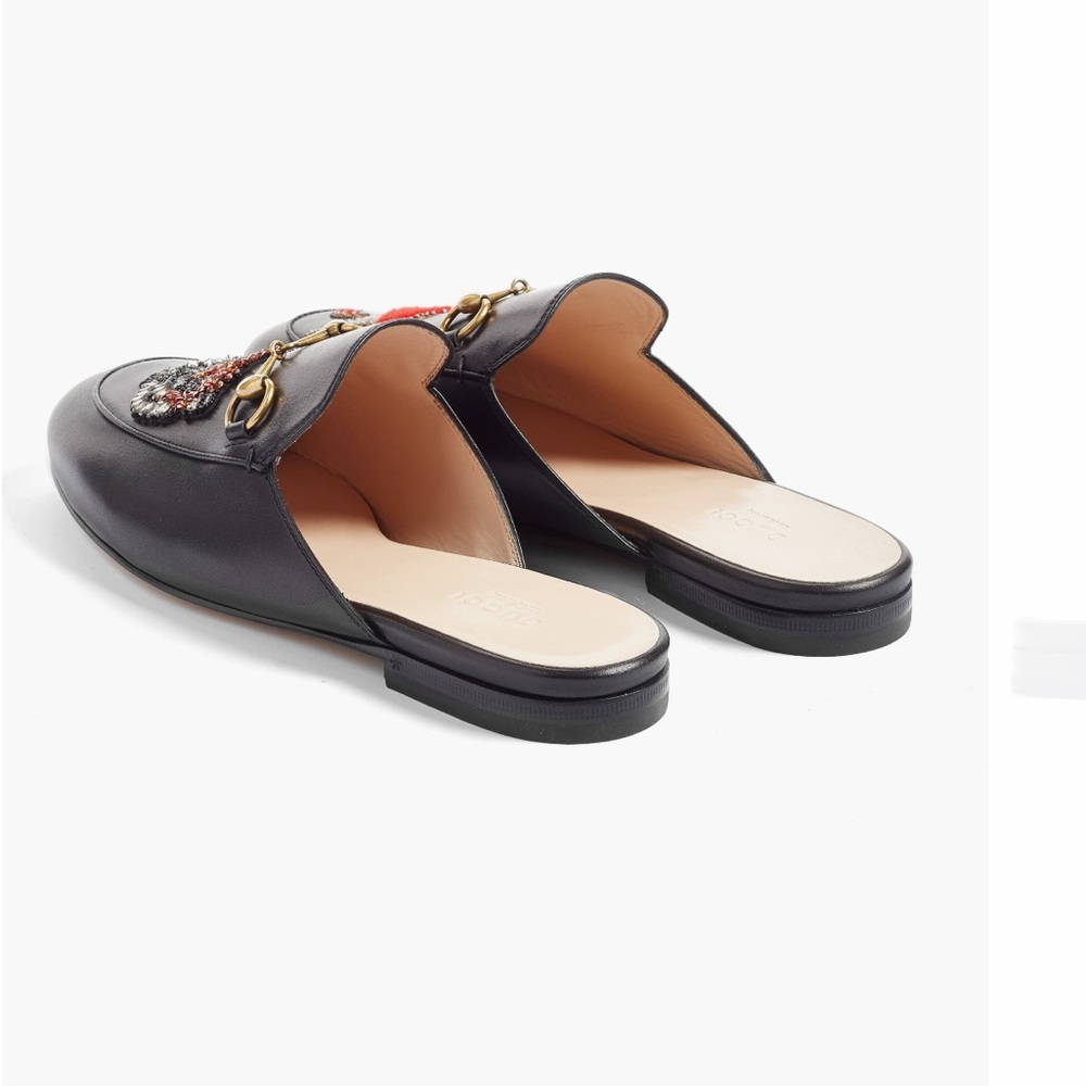 Gucci Black Princetown Mules with Embroidered Tiger and Heart - Picture 4 of 13